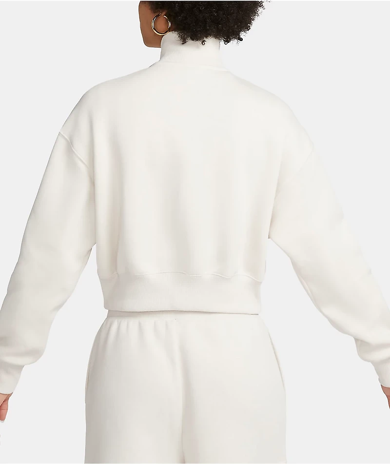 Nike Sportswear Phoenix Cream Quarter Zip Crop Sweatshirt