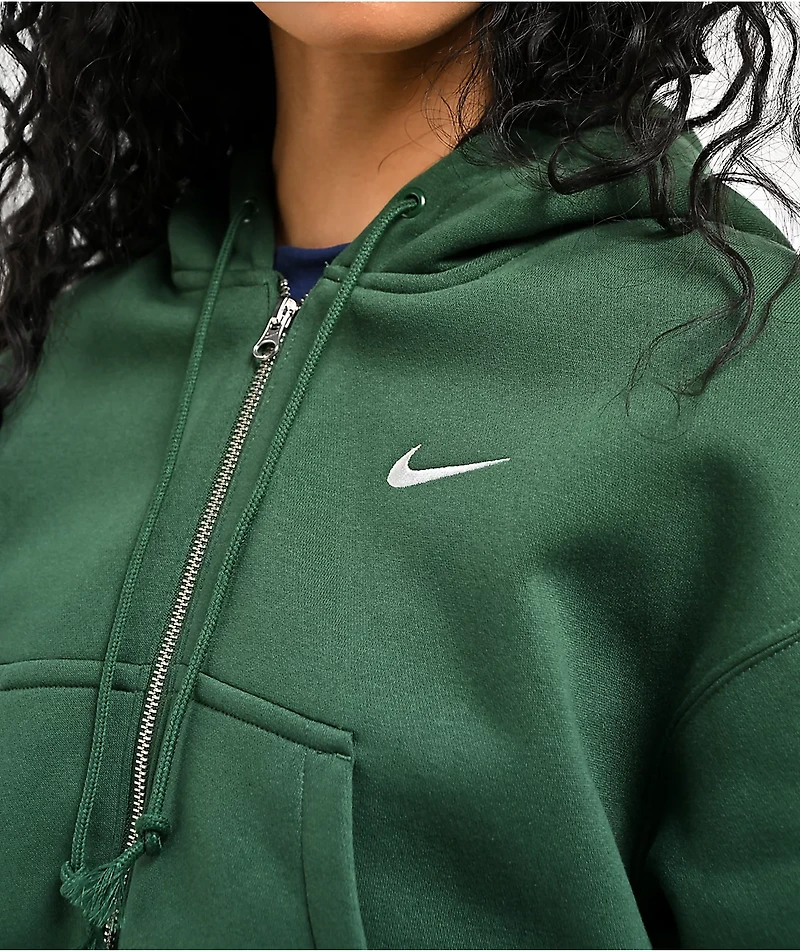 Nike Sportswear Phoenix Fir Green Crop Zip Hoodie