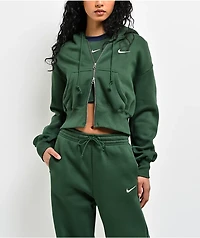 Nike Sportswear Phoenix Fir Green Crop Zip Hoodie