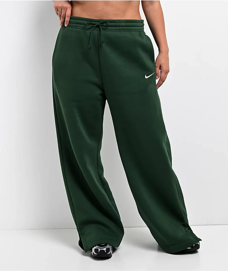 Nike Sportswear Phoenix Fir Green High Rise Wide Leg Sweatpants