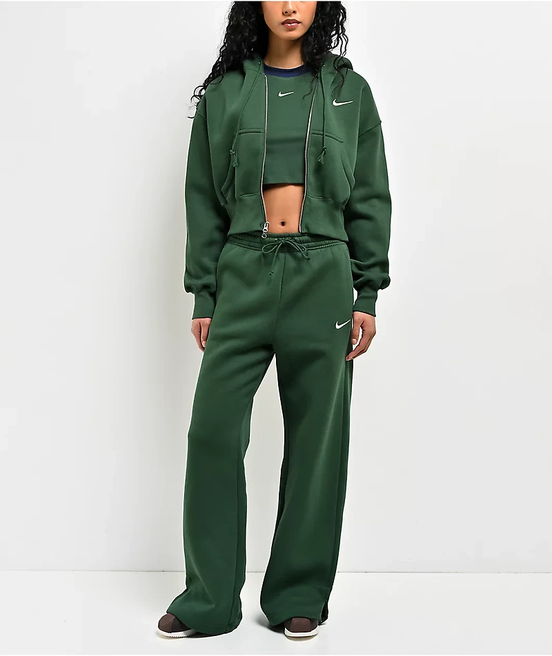 Nike Sportswear Phoenix Fir Green High Rise Wide Leg Sweatpants