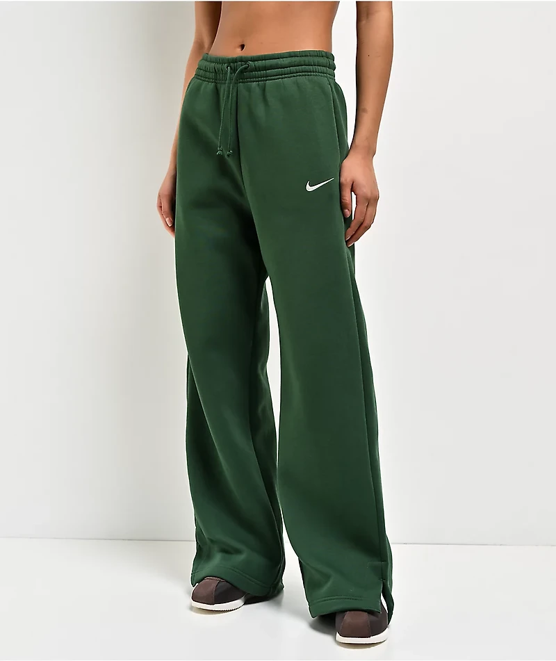 Nike Sportswear Phoenix Fir Green High Rise Wide Leg Sweatpants