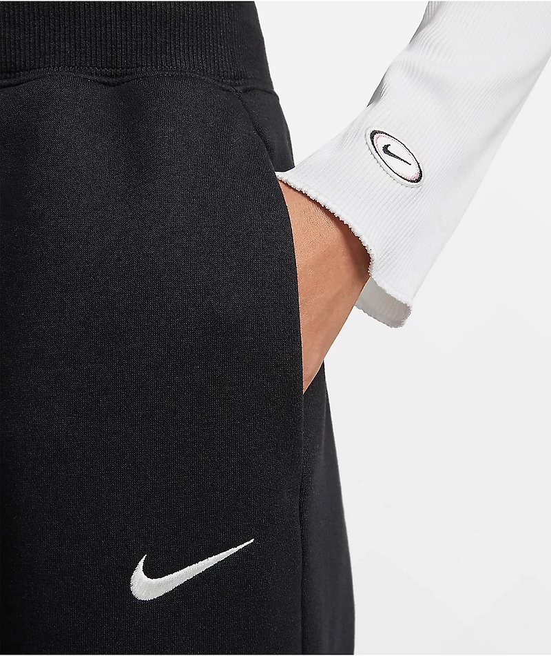 Nike Sportswear Phoenix Fleece Black High Waisted Wide Leg Sweatpants