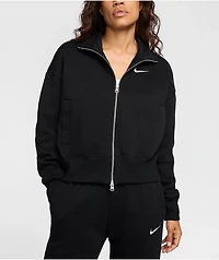 Nike Sportswear Phoenix Fleece Black Oversized Zip Crop Sweatshirt
