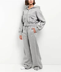 Nike Sportswear Phoenix Fleece Heather Grey Crop Zip Hoodie