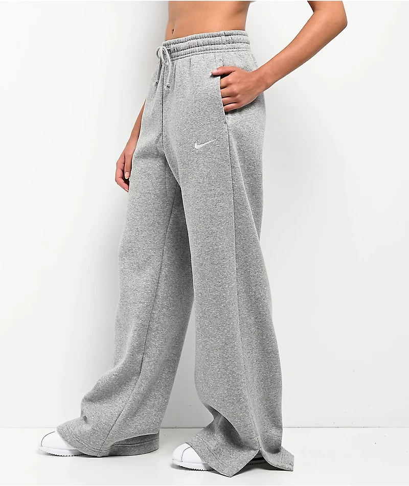 Nike Sportswear Phoenix Fleece Heather Grey High Rise Wide Leg Sweatpants
