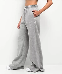 Nike Sportswear Phoenix Fleece Heather Grey High Rise Wide Leg Sweatpants