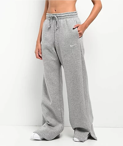 Nike Sportswear Phoenix Fleece Heather Grey High Rise Wide Leg Sweatpants