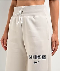 Nike Sportswear Phoenix Fleece Logo Light Orewood High Waist Wide Leg Sweatpants