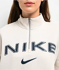 Nike Sportswear Phoenix Fleece Logo Light Orewood Quarter Zip Oversized Sweatshirt