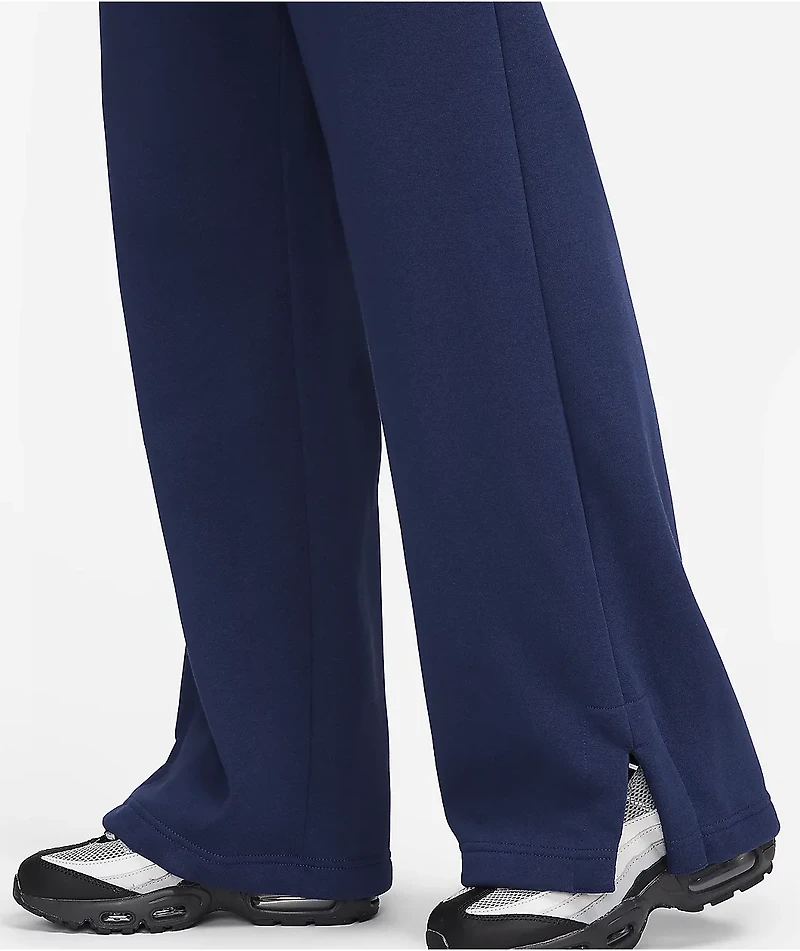 Nike Sportswear Phoenix Fleece Navy Blue High Waisted Wide Leg Sweatpants