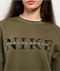 Nike Sportswear Phoenix Fleece Olive Green Crewneck Sweatshirt