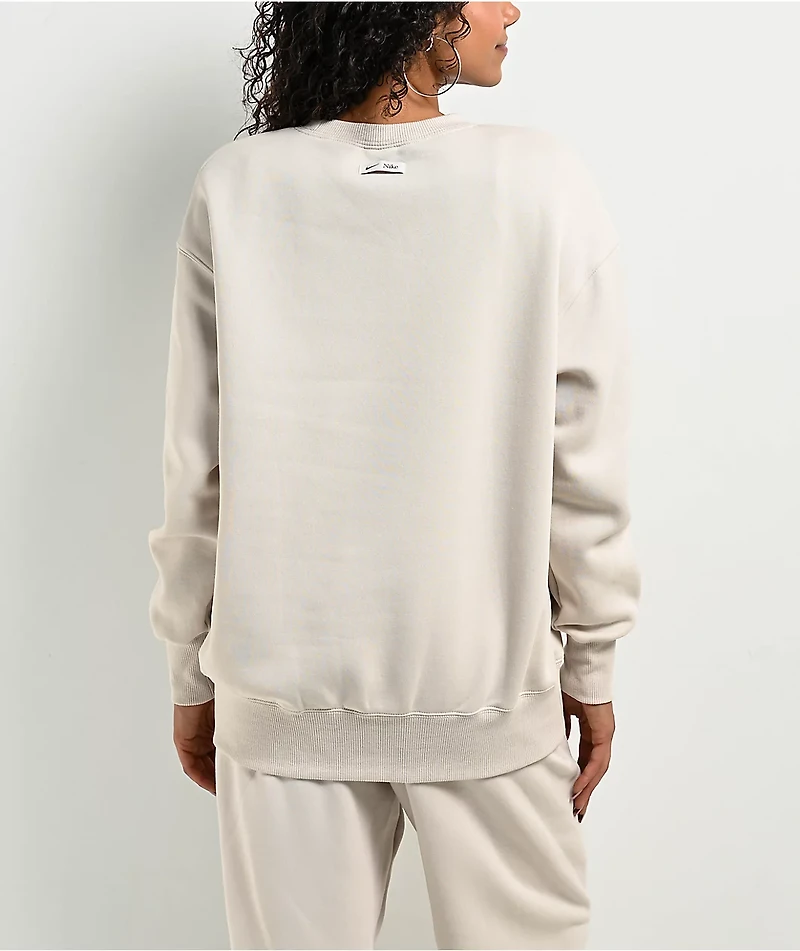 Nike Sportswear Phoenix Fleece Oversize Logo Light Orewood Crewneck Sweatshirt