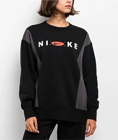 Nike Sportswear Phoenix Fleece Remix  Black & Grey Oversized Crewneck Sweatshirt