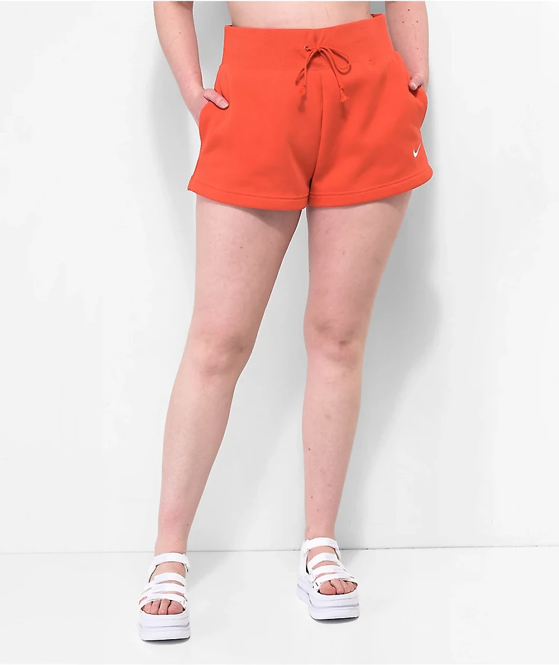 Nike Sportswear Phoenix High-Rise Red Fleece Sweat Shorts