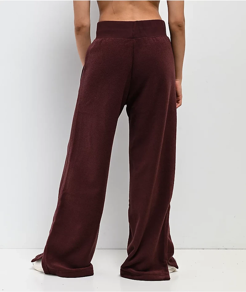 Nike Sportswear Phoenix Plush Burgundy Crush High Rise Wide Leg Sweatpants