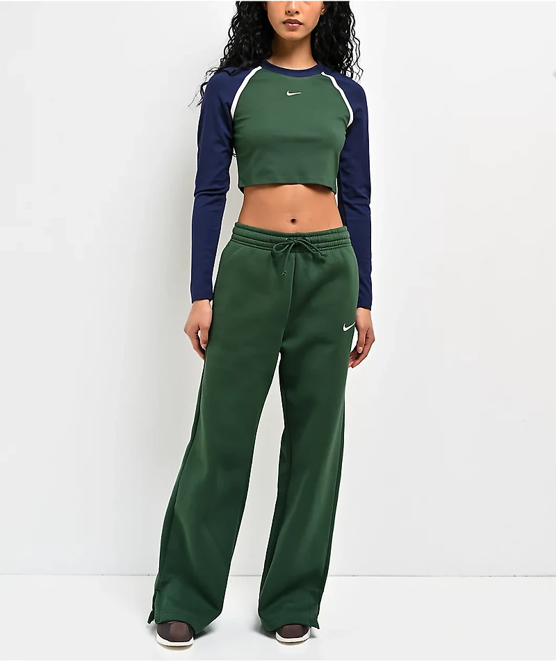 Nike Sportswear Street Green & Blue Long Sleeve Crop T-Shirt