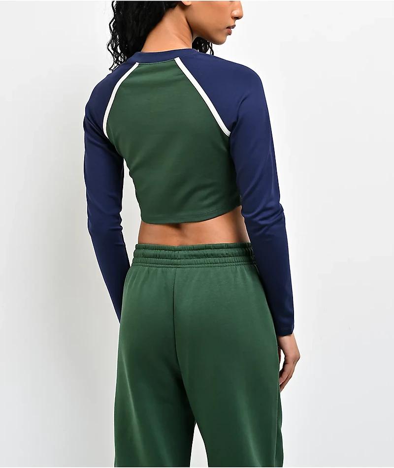 Nike Sportswear Street Green & Blue Long Sleeve Crop T-Shirt