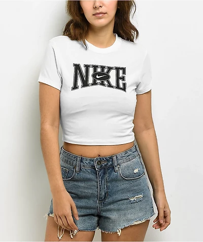 Nike Sportswear Street Logo White Slim Crop T-Shirt