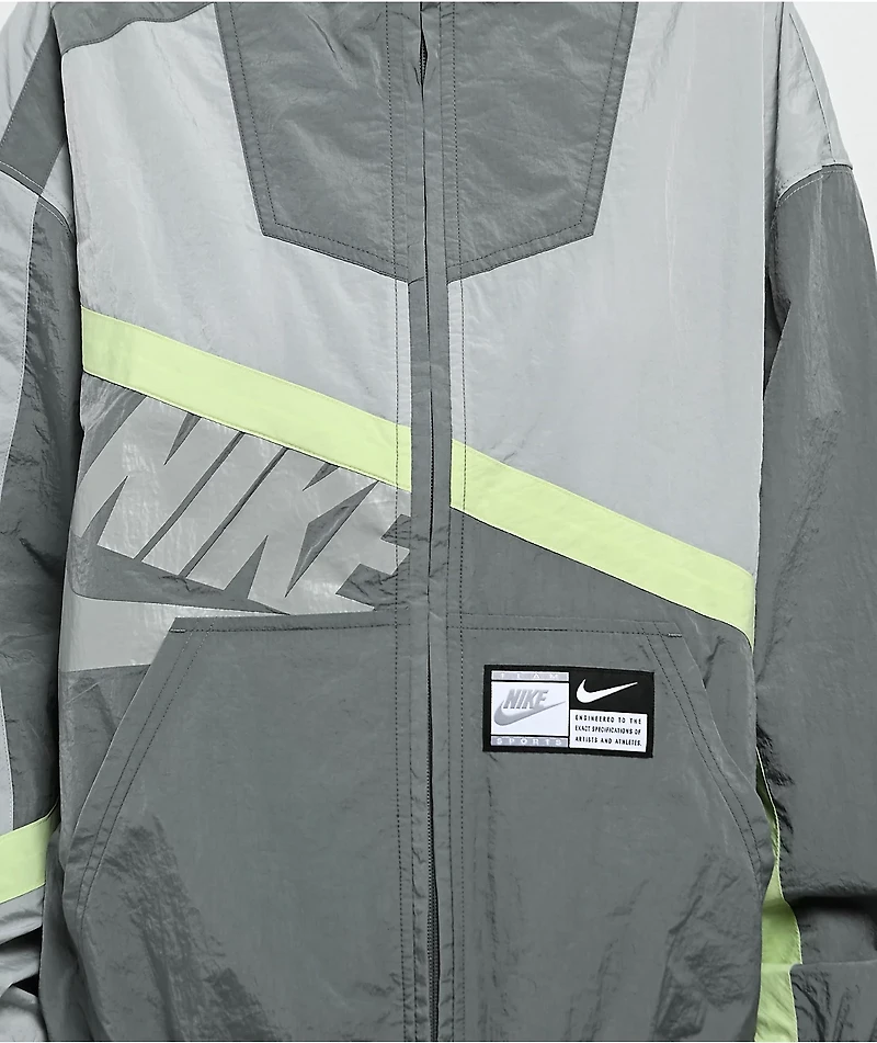 Nike Sportswear Street Woven Grey & Light Green Zip Track Jacket