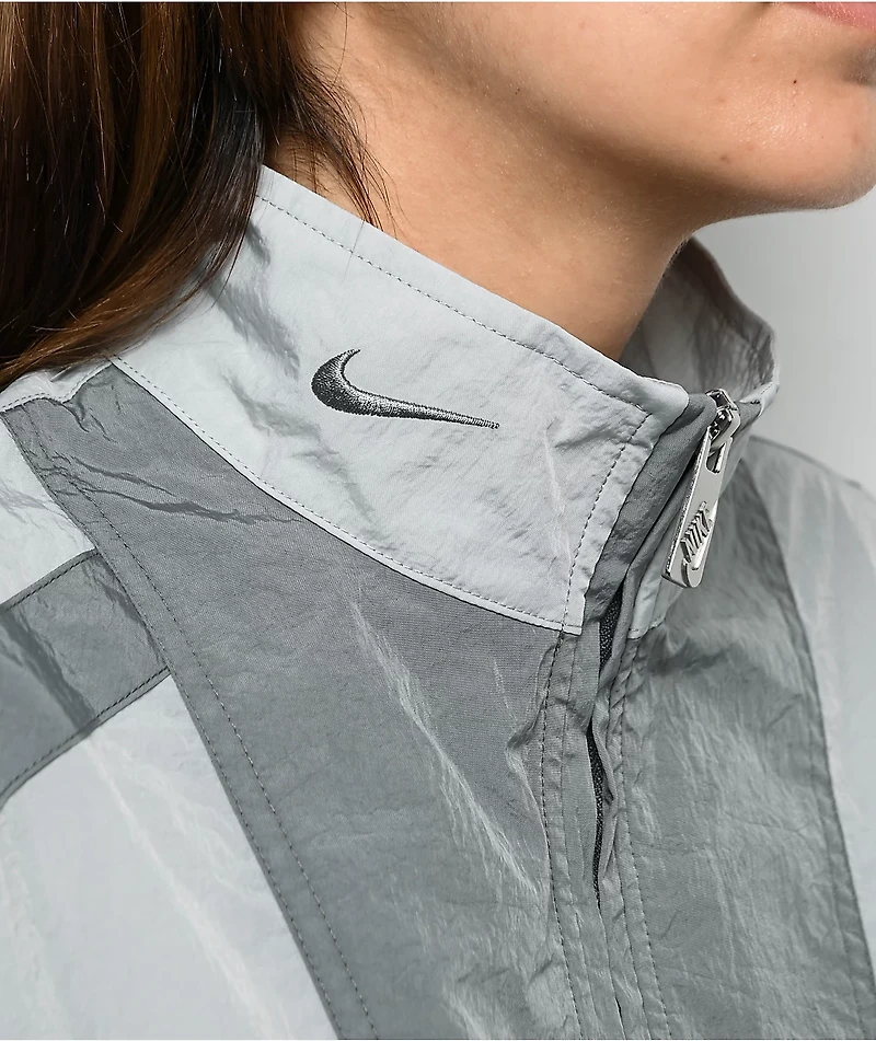 Nike Sportswear Street Woven Grey & Light Green Zip Track Jacket