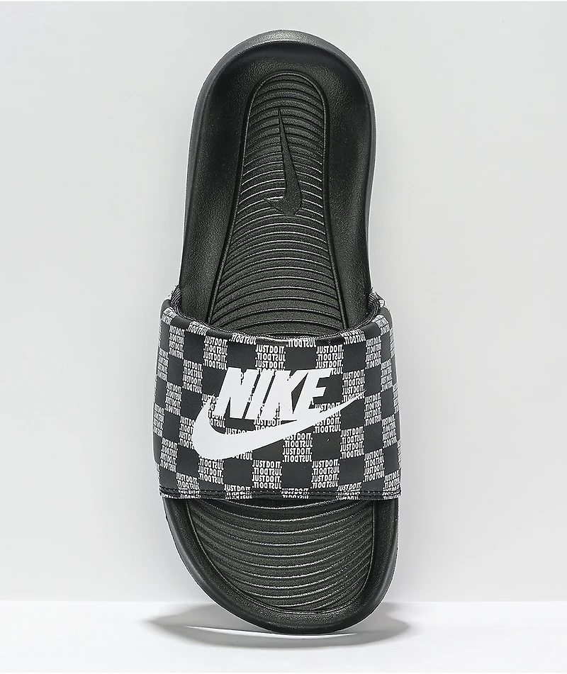 Nike Victori One Printed Black & White Checkered Slide Sandals