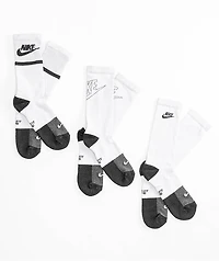 Nike White 3 Pack Crew Socks