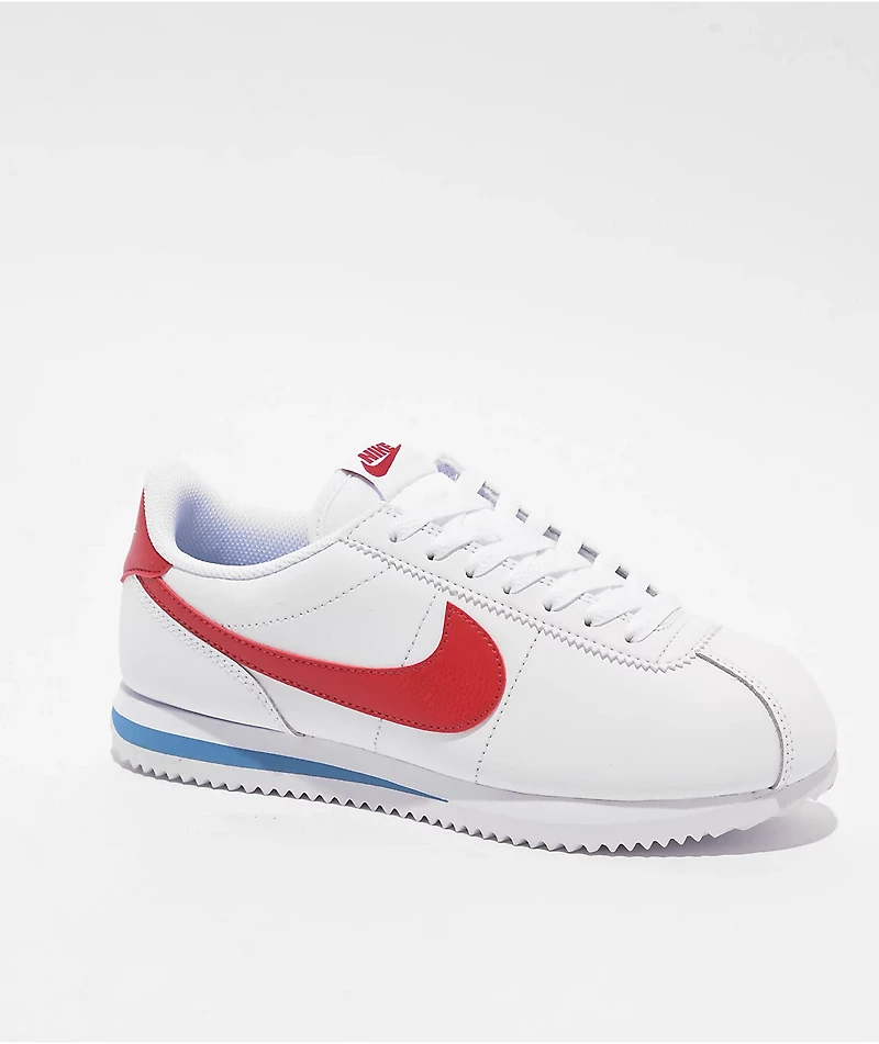 Nike Women's Cortez White, Varsity Red, & Blue Shoes