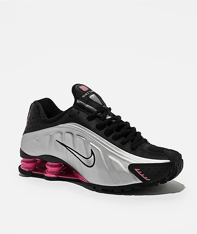 Nike Women's Shox R4 Metallic Silver & Black Shoes