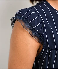 Ninth Hall Adrian Blue Pinstripe Button Up Top