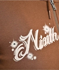 Ninth Hall Airbrush Afterlife Brown Crop Zip Hoodie