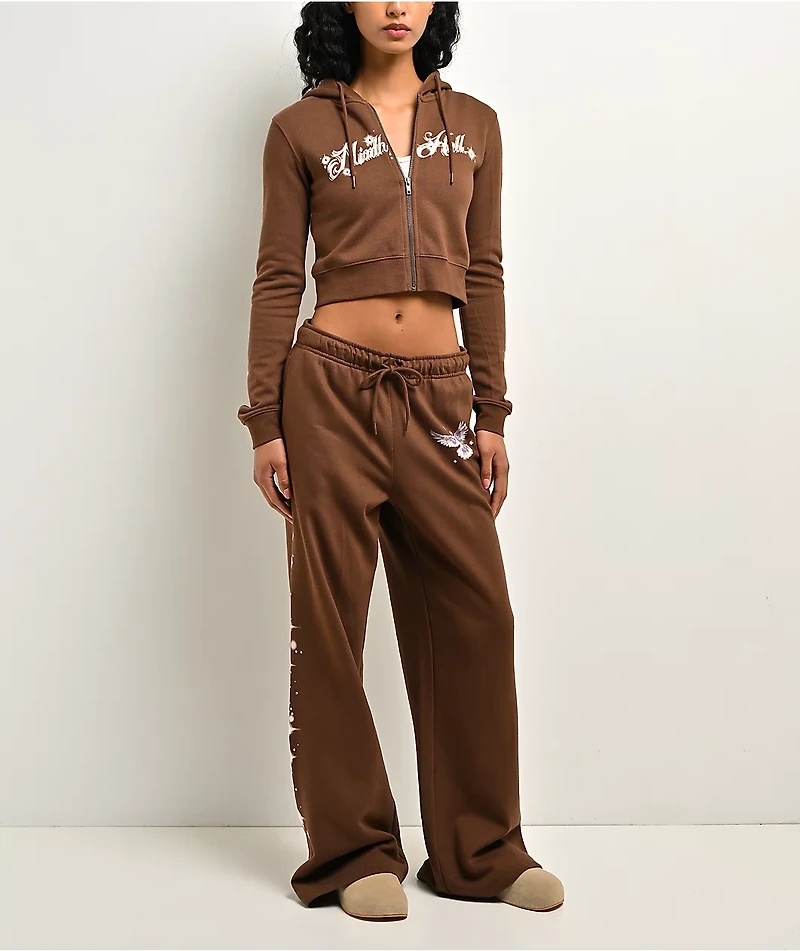 Ninth Hall Airbrush Afterlife Brown Wide Leg Sweatpants