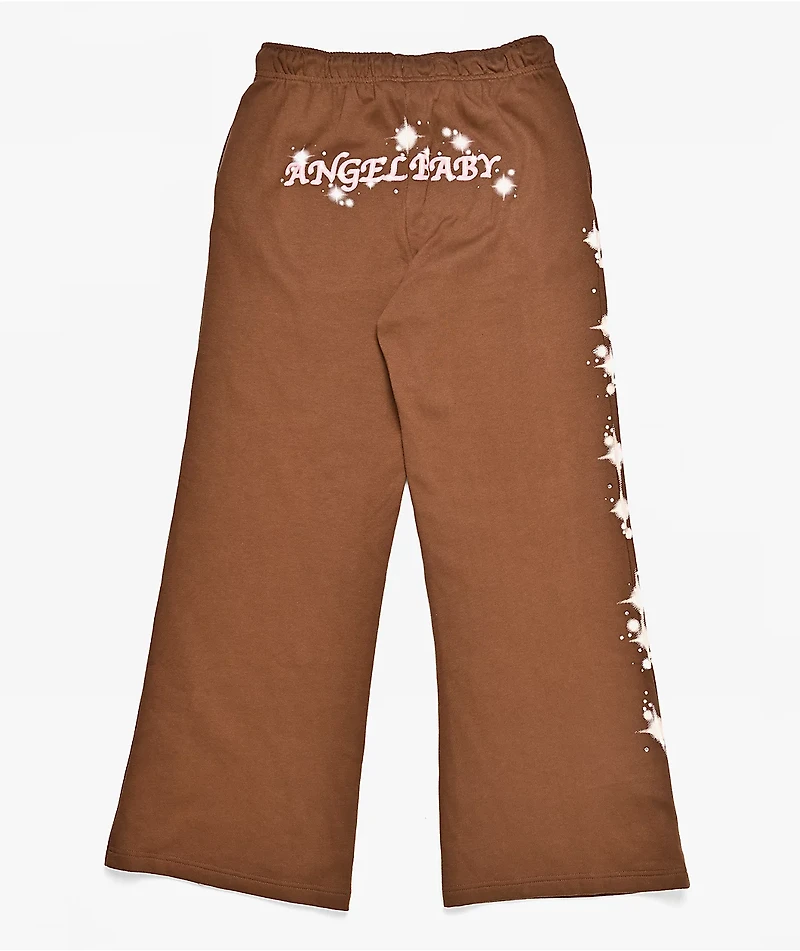 Ninth Hall Airbrush Afterlife Brown Wide Leg Sweatpants