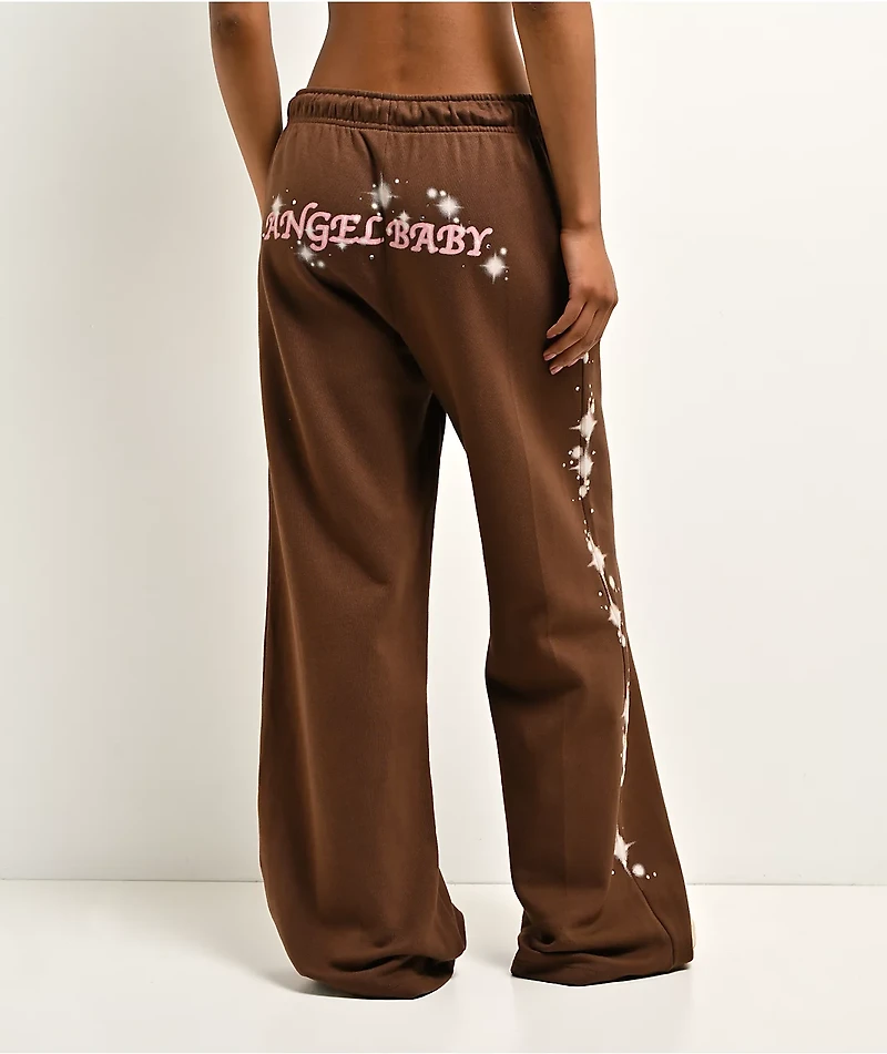 Ninth Hall Airbrush Afterlife Brown Wide Leg Sweatpants