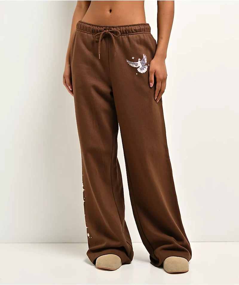 Ninth Hall Airbrush Afterlife Brown Wide Leg Sweatpants