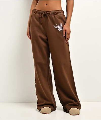 Ninth Hall Airbrush Afterlife Brown Wide Leg Sweatpants