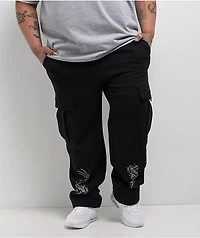 Ninth Hall Airbrushed Koi Black Loose Fit Cargo Sweatpants
