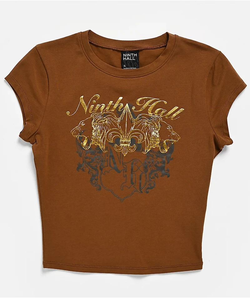 Ninth Hall Alina Brown Crop T-Shirt