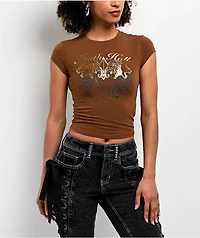 Ninth Hall Alina Brown Crop T-Shirt
