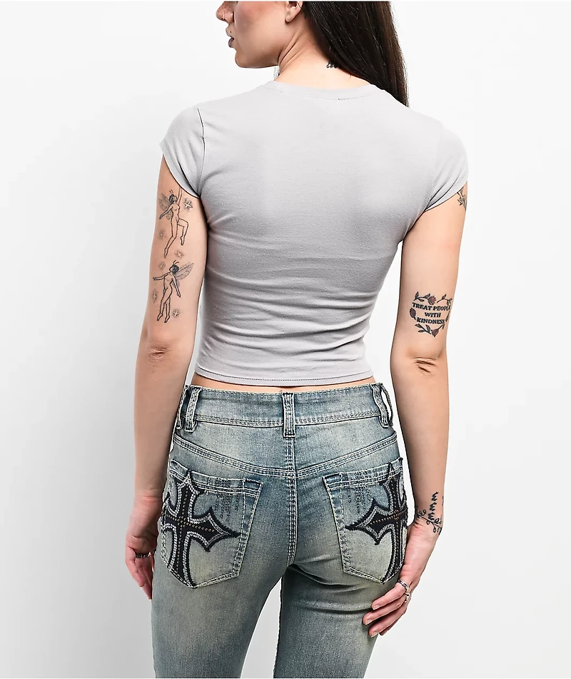 Ninth Hall Alina Cross Grey Crop T-Shirt