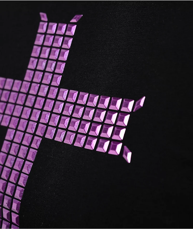 Ninth Hall Alina Studs Cross Black Crop T-Shirt