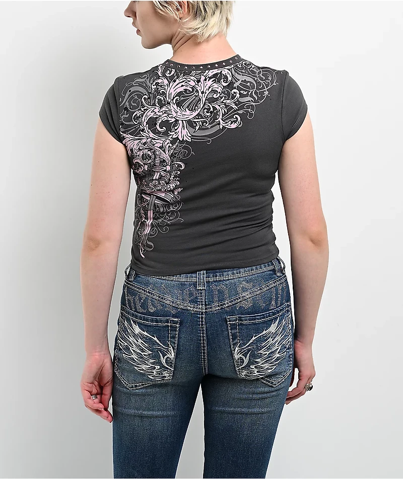 Ninth Hall Alina Volcanic Ash Crop T-Shirt