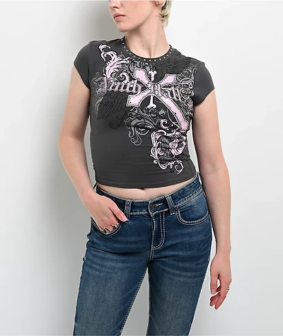 Ninth Hall Alina Volcanic Ash Crop T-Shirt