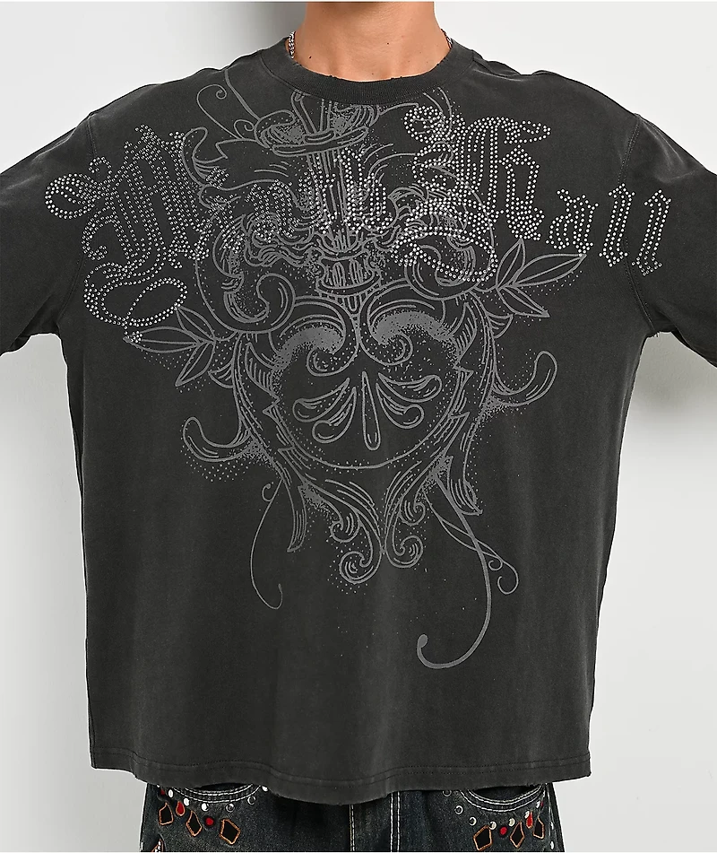 Ninth Hall All At Once Charcoal Wash & White 2fer Long Sleeve T-Shirt