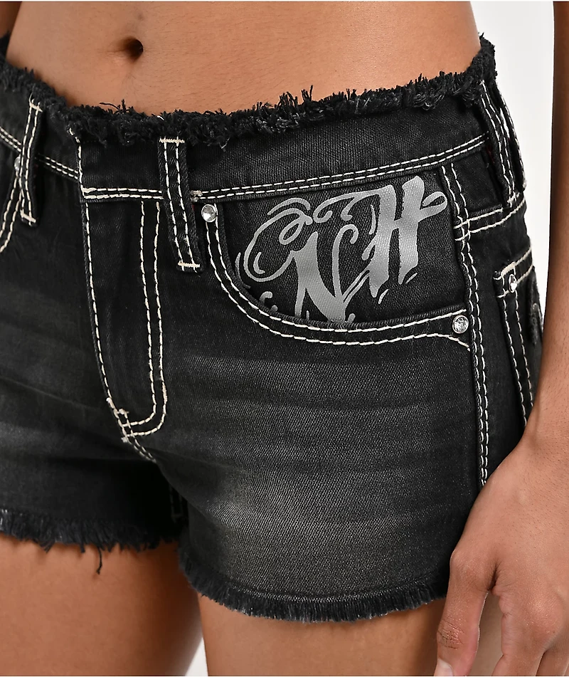 Ninth Hall Alyssia Black Wash Cutoff Denim Shorts