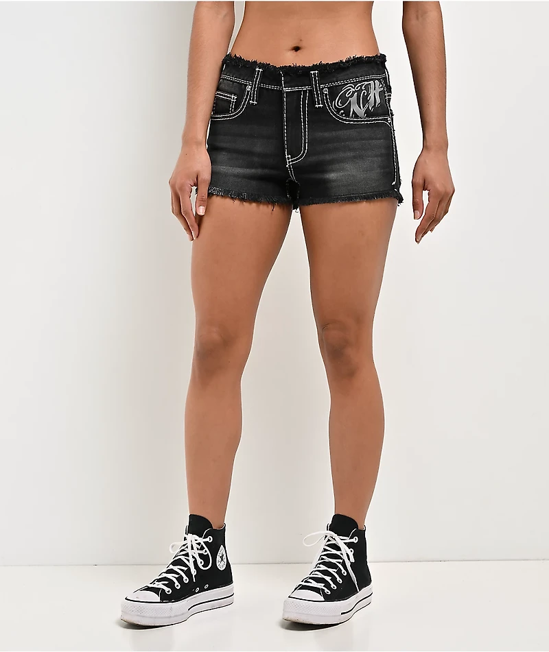 Ninth Hall Alyssia Black Wash Cutoff Denim Shorts