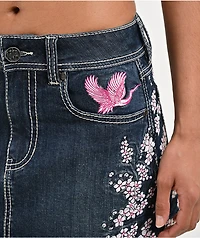 Ninth Hall Alyssia Cherry Blossom Blue Wash Mini Skirt