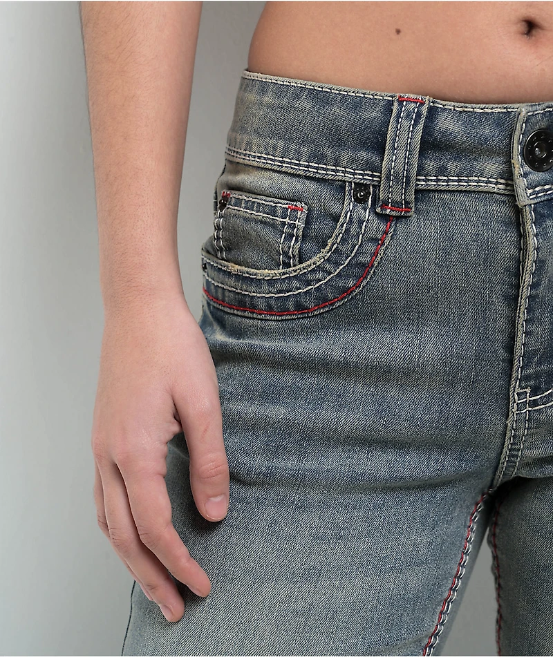 Ninth Hall Alyssia Contrast Blue Wash Mid Rise Bootcut Jeans
