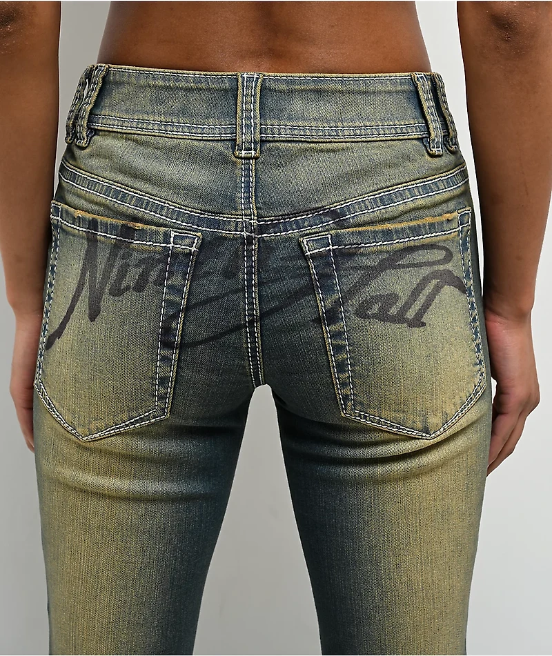 Ninth Hall Alyssia Nailheads Blue Wash Bootcut Jeans