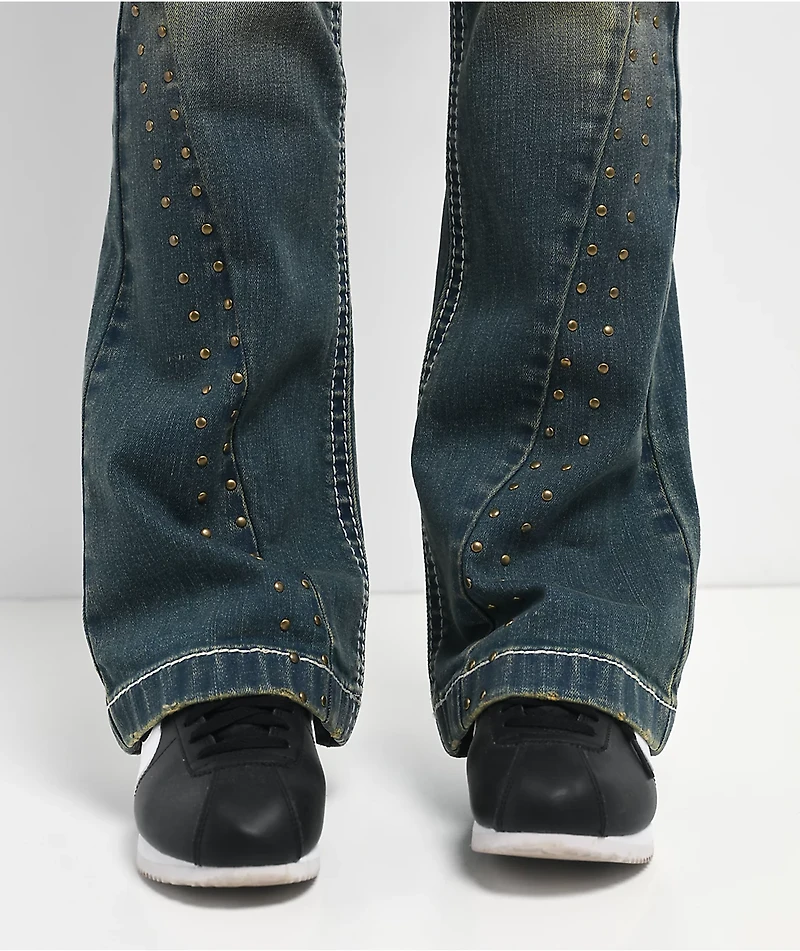 Ninth Hall Alyssia Nailheads Blue Wash Bootcut Jeans